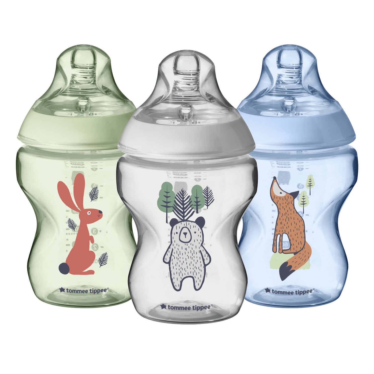 Tommee Tippee Closer to Nature Baby Bottles (9oz, Count) Breast-Like  Nipple, Anti-Colic Valve, Woodland Friends