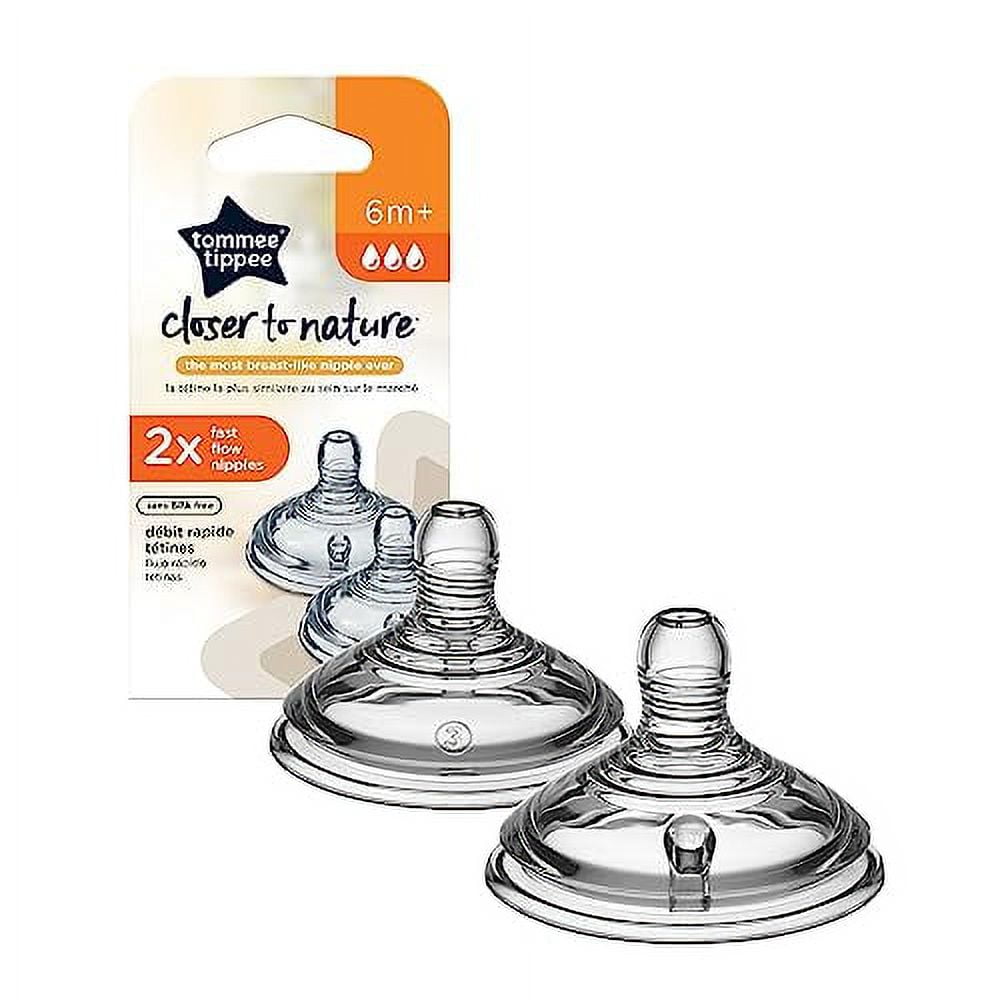 Tommee Tippee Closer to Nature Fast Flow Baby Bottle Nipples, 6+ months â€“ 2pk