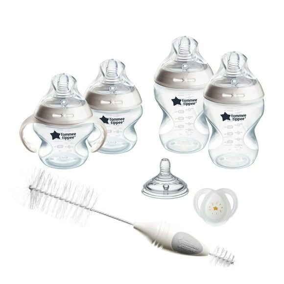 Tommee Tippee Closer to Nature Newborn Baby Bottle Starter Set | Breast-Like Nipple, Anti-Colic Valve - Clear, Unisex