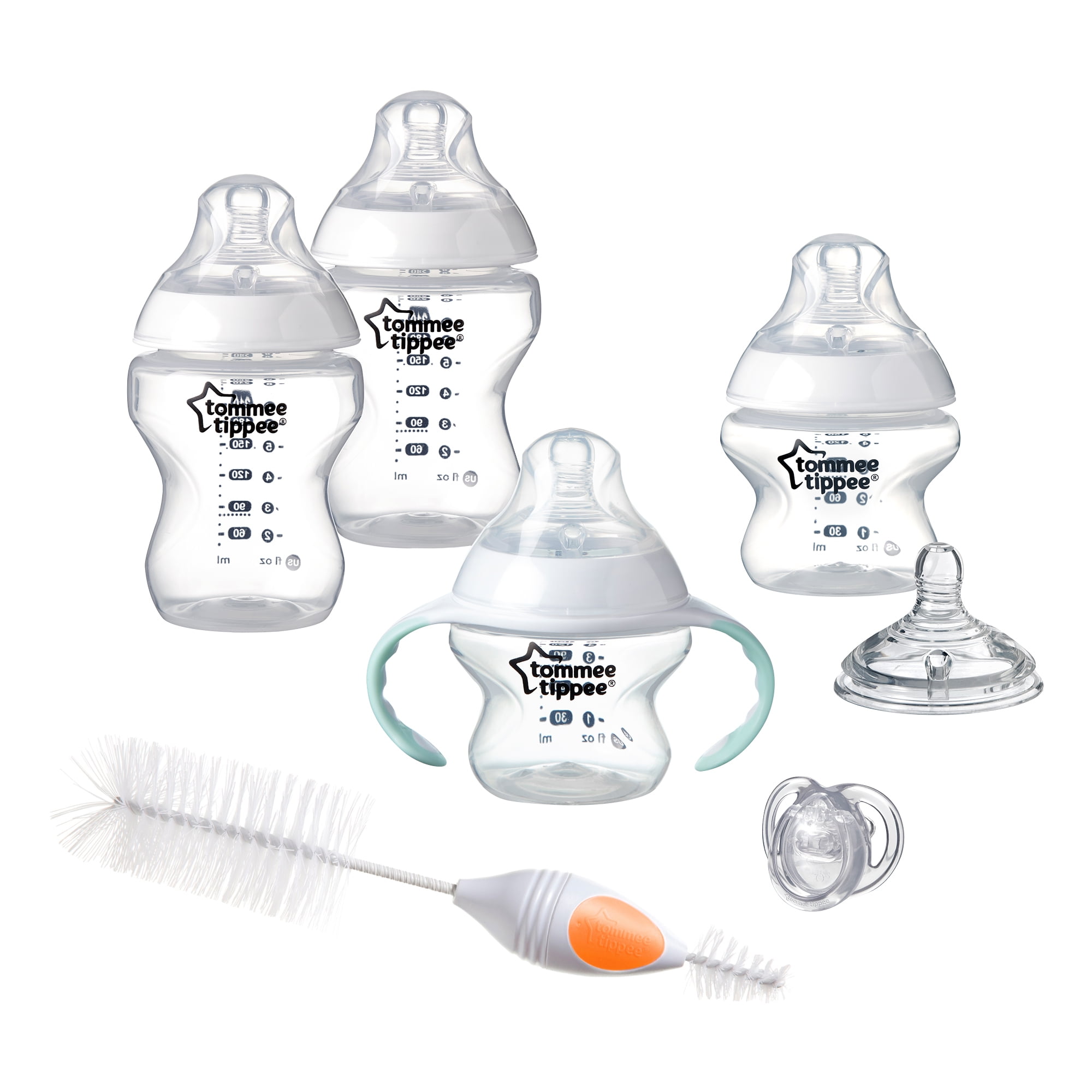 Tommee Tippee Closer to Nature Newborn Baby Bottle Starter Set   Breast-Like Nipple, Anti-Colic Valve - Clear, Unisex 