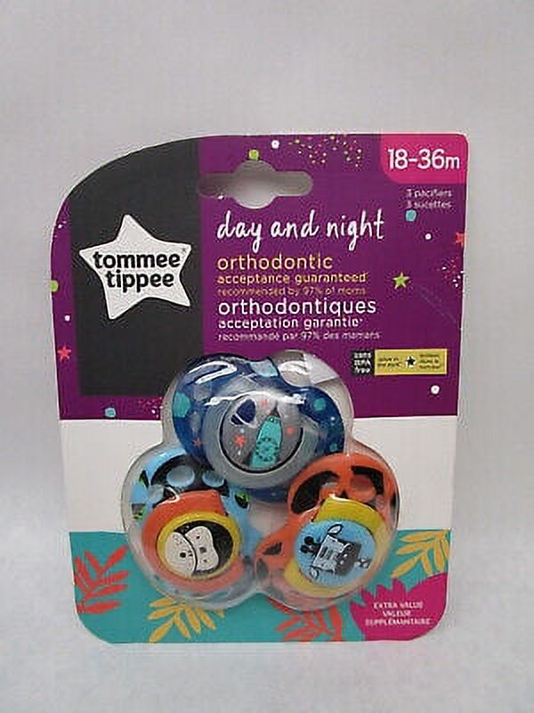 Tommee Tippee Day & Night Pacifiers GlowInTheDark BPAfree 1836