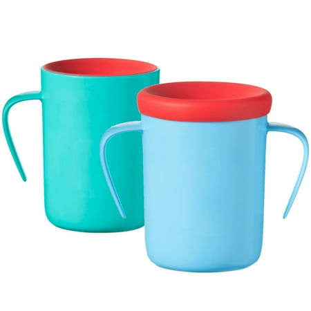Tommee Tippee Easiflow 360° Spill-Proof Trainer Cup with Travel Lid, Aqua & Teal – 6m+, 2pk