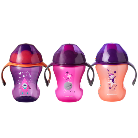 Tommee Tippee Infant Trainer Sippee Cup with Removable Handles | Spill-Proof, BPA-Free – 7+ months (8oz, 3 Count)
