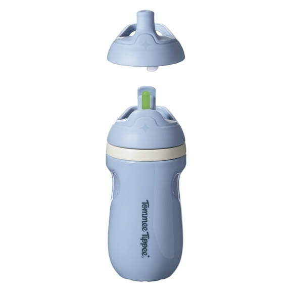 Tommee Tippee Insulated Multi-Lid Toddler Sporty Cup, 12m+, 9oz, Non-Spill, Blue, 1 Pack