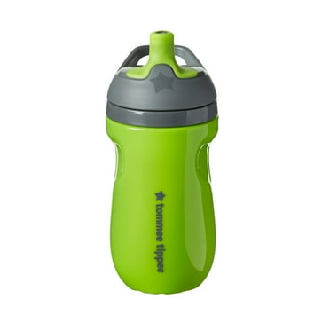 Tommee Tippee Insulated Sporty Bottle, 12 Months , 9oz, No Spill Toddler Water Bottle, Two-Piece Valve Helps Stop Spills, Green, 1 Count