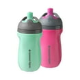 thumbnail image 1 of Tommee Tippee Insulated Sporty Spout Bottle, 9oz, No Spill Toddler Water Bottle For 12 months +, Two-Piece Valve Helps Stop Spills, Pink and Mint, 2 Count, 1 of 8