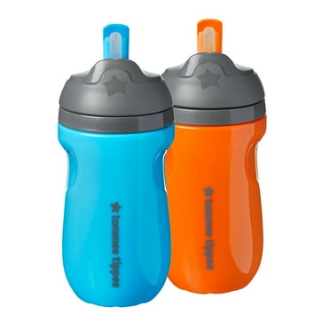 Tommee Tippee Insulated Straw Cup (9oz, 12+ Months, 2 Count) | BPA Free, Colorful and Playful Designs