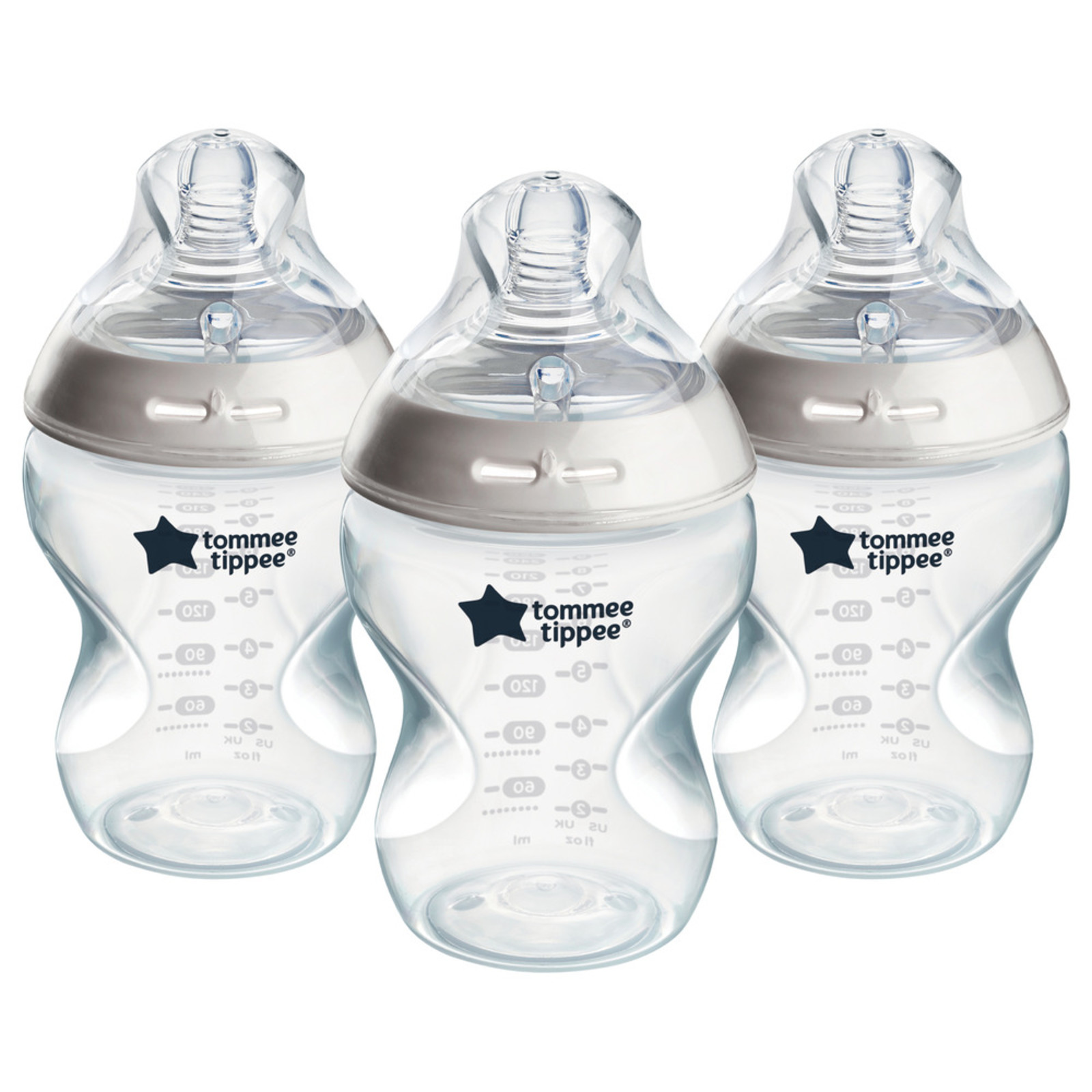 Biberón Tommee Tippee Natural Start Anticólico, 9 oz, Tetina de Flujo Lento Similar al Pecho, Válvula Anticólico, Paquete de 3