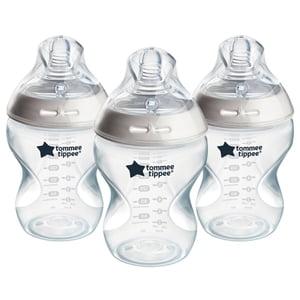 Biberón Tommee Tippee Natural Start Anticólico, 9 oz, Tetina de Flujo Lento Similar al Pecho, Válvula Anticólico, Paquete de 3