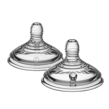 Tommee Tippee Natural Start Baby Bottle Nipples, Fast Flow, 6+ Months, Breast-like, Anti-Colic Valve, Soft Silicone, 2 Pack