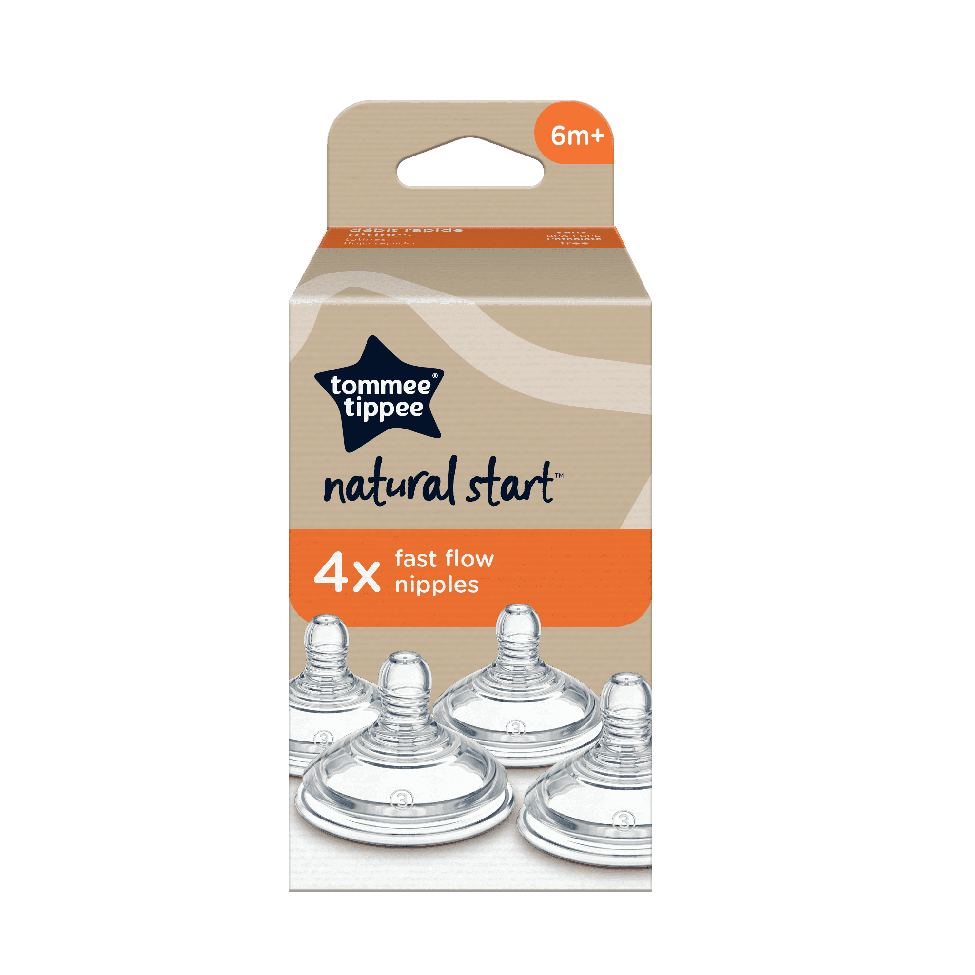 Tommee Tippee Natural Start Baby Bottle Nipples, Fast Flow, 6+ Months, Breastlike, AntiColic