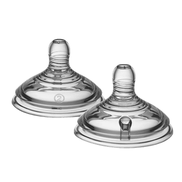 Tommee Tippee Natural Start Baby Bottle Nipples, Medium Flow, 3+ Months, Breast-like for a Natural Latch, Anti-Colic Valve, Soft Silicone, Pack of 2