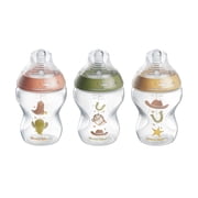 Tommee Tippee Natural Start Baby Bottles for 0m+, Pack of 3, 9oz Baby Bottles, with Slow Flow Breast-Like Nipple for a Natural Latch, Self-Sterilizing and BPA Free, Decorated