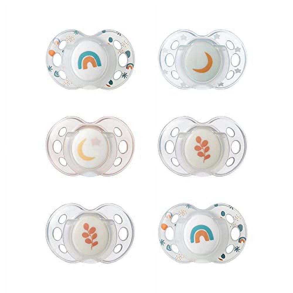 Tommee Tippee Night Time Glow in The Dark Pacifiers, Symmetrical Design, BPA-Free Silicone, 18-36m, 6 Count - image 1 of 3