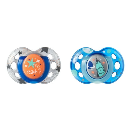 Tommee Tippee Night Time Glow in the Dark Pacifiers (18-36m, 2-Count) Colors Will Vary | Symmetrical Design, BPA-Free Silicone Binkies