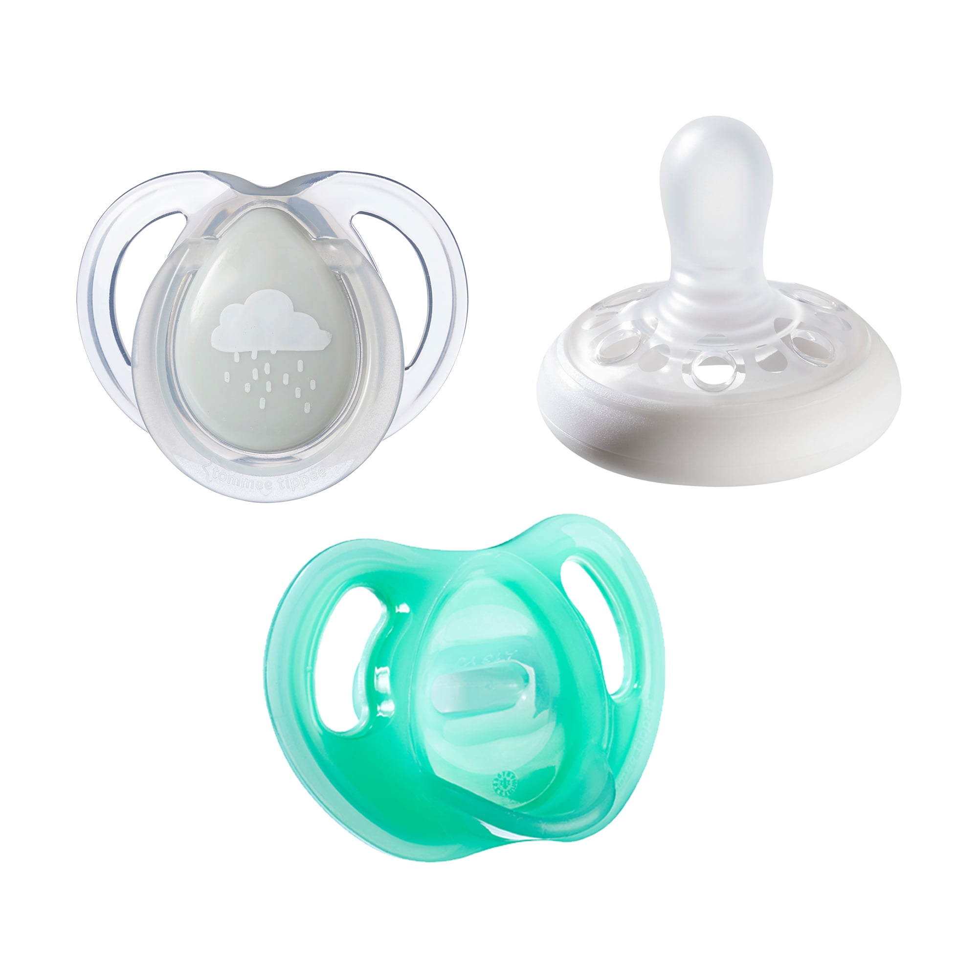 Tommee Tippee PickAPaci Pacifiers Breastlike, Ultralight and NightTime Glow in the Dark