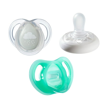 Tommee Tippee Pickapaci Mixed 0-6m Pacifier 3 Pack, Breast-like, Ultralight and Night-Time Glow in the Dark