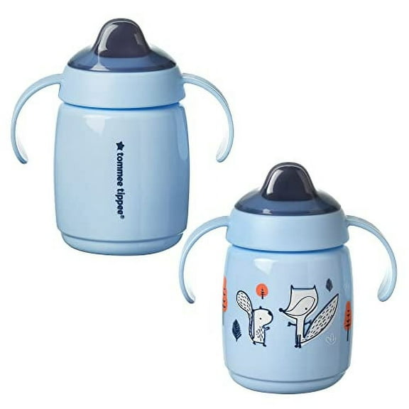 Tommee Tippee Superstar Trainer Sippy Cup for Toddlers, (10oz, 6+ Months, 2 Count), Blue,2 Count (Pack of 1)