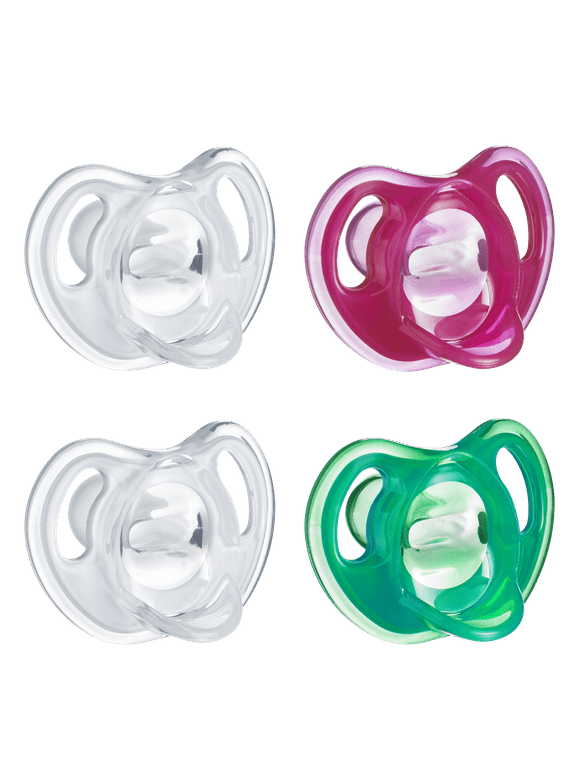 Tommee Tippee Ultra-Light Silicone Pacifier, Symmetrical One-Piece Design, BPA-Free Silicone Binkies, 18-36m, 4-Count