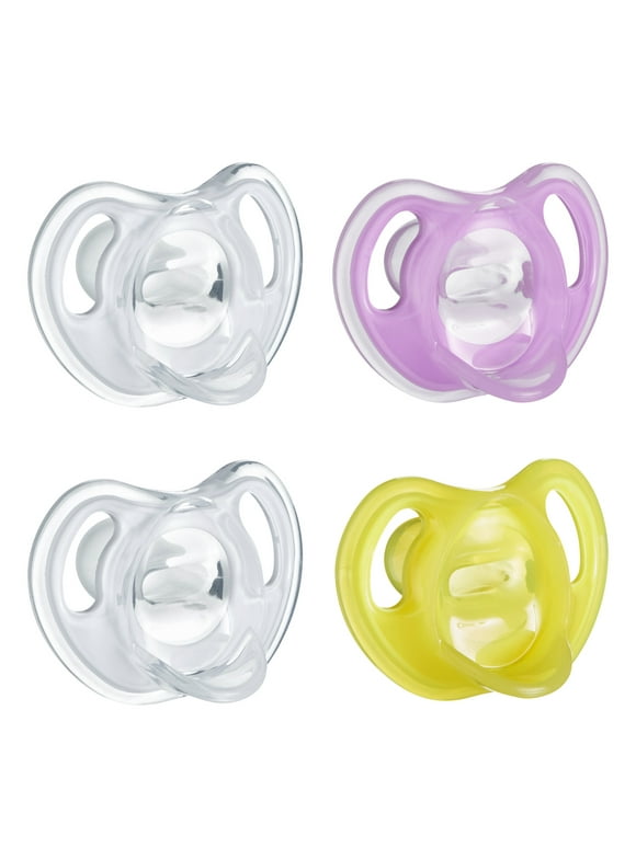 Tommee Tippee Ultra-Light Silicone Pacifier, Symmetrical One-Piece Design, BPA-Free Silicone Binkies, 6-18m, 4-Count