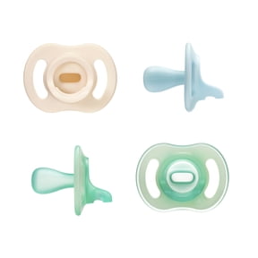 Tommee Tippee Ultra-light Day and Night Pacifiers, 0-6m, 4 Count, One-Piece Silicone Design