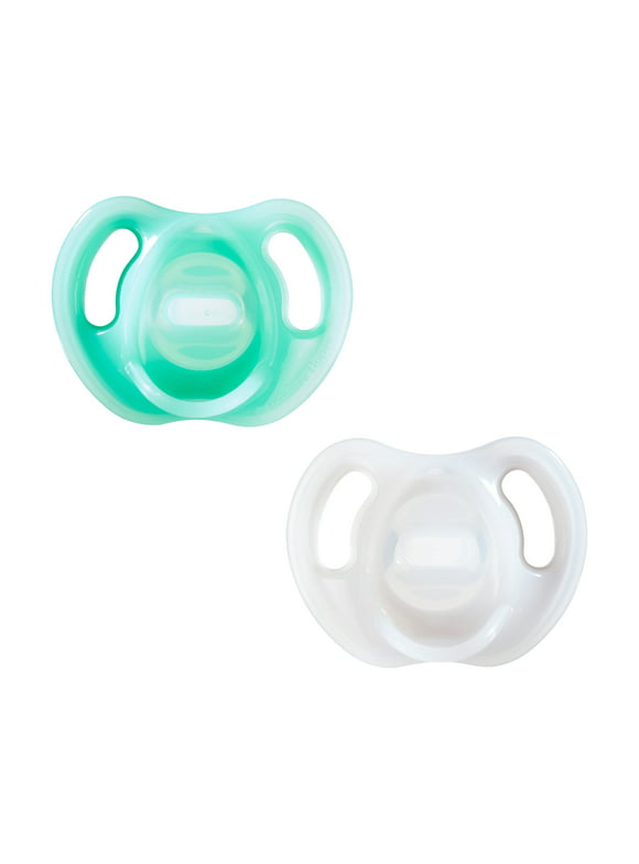 Tommee Tippee Ultra-light Pacifiers, 0-6 months, 2 pack of one piece silicone, BPA free pacifiers