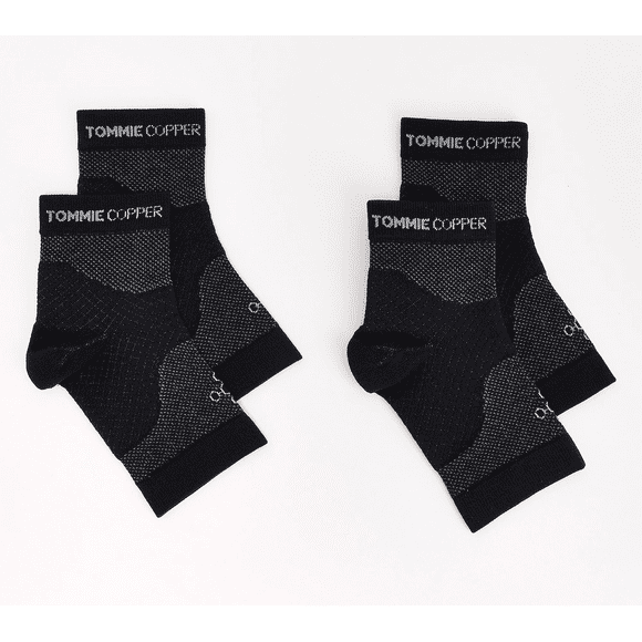 Tommie Copper 2 Pack Heel and Arch Compression Sleeves - Black Large