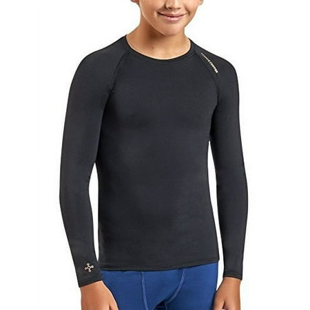 Tommie Copper Boys Core Long Sleeve Raglan Crew Tee Shirt, Xsmall, Black