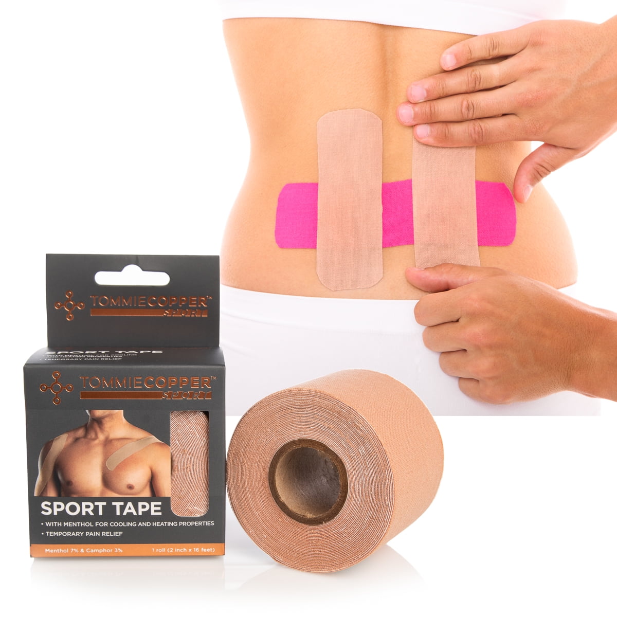 Tommie Copper KT Sport Tape 16ft Roll Mentholated Athletic Tape Healing Muscle Relief