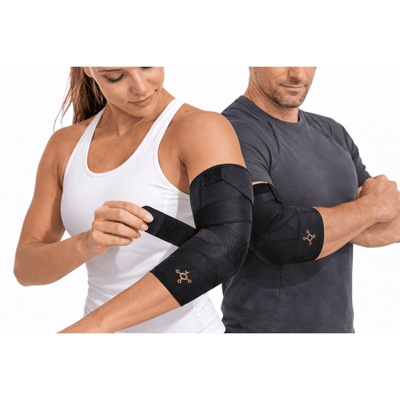 Tommie Copper Pro-Grade Compression Elbow Sleeve, Unisex, Men & Women, Adjustable Ultimate Support Sleeve for Tennis Elbow, Inflammation & Golfers Elbow - Black - Medium