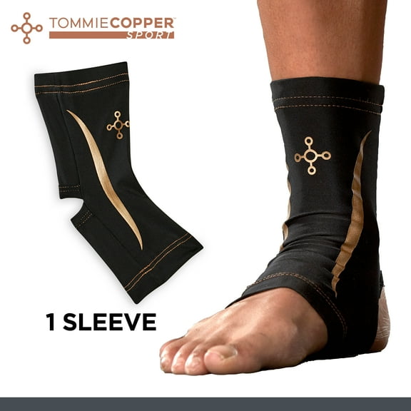 Tommie Copper Sport Compression Ankle Sleeve, Black, Adult Large/Extra-Large, Slip-On Brace