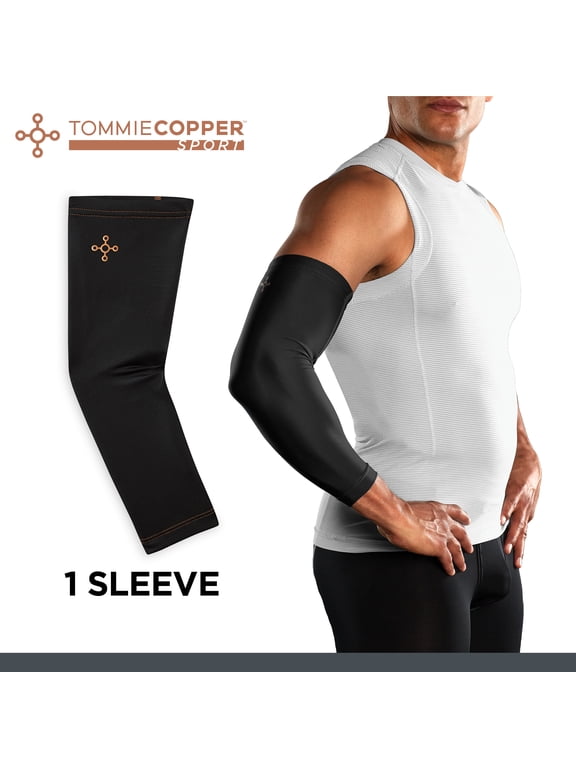 Sport Spandex Compression Arm Sleeve, Black, Adult Large/Extra-Large, Copper and Zinc Infused, 1 per Pack