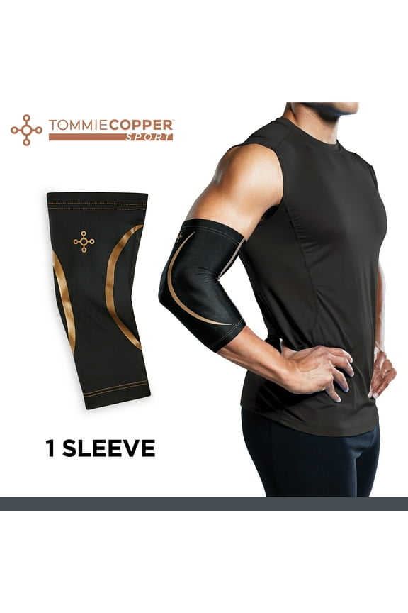 Sport Spandex Compression Elbow Sleeve, Black, Adult Small/Medium, 1 Count per Pack