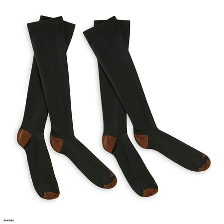 Tommie Copper Sport Compression Knee High Socks, Black, Large/Extra-Large, 2 Count per Pack