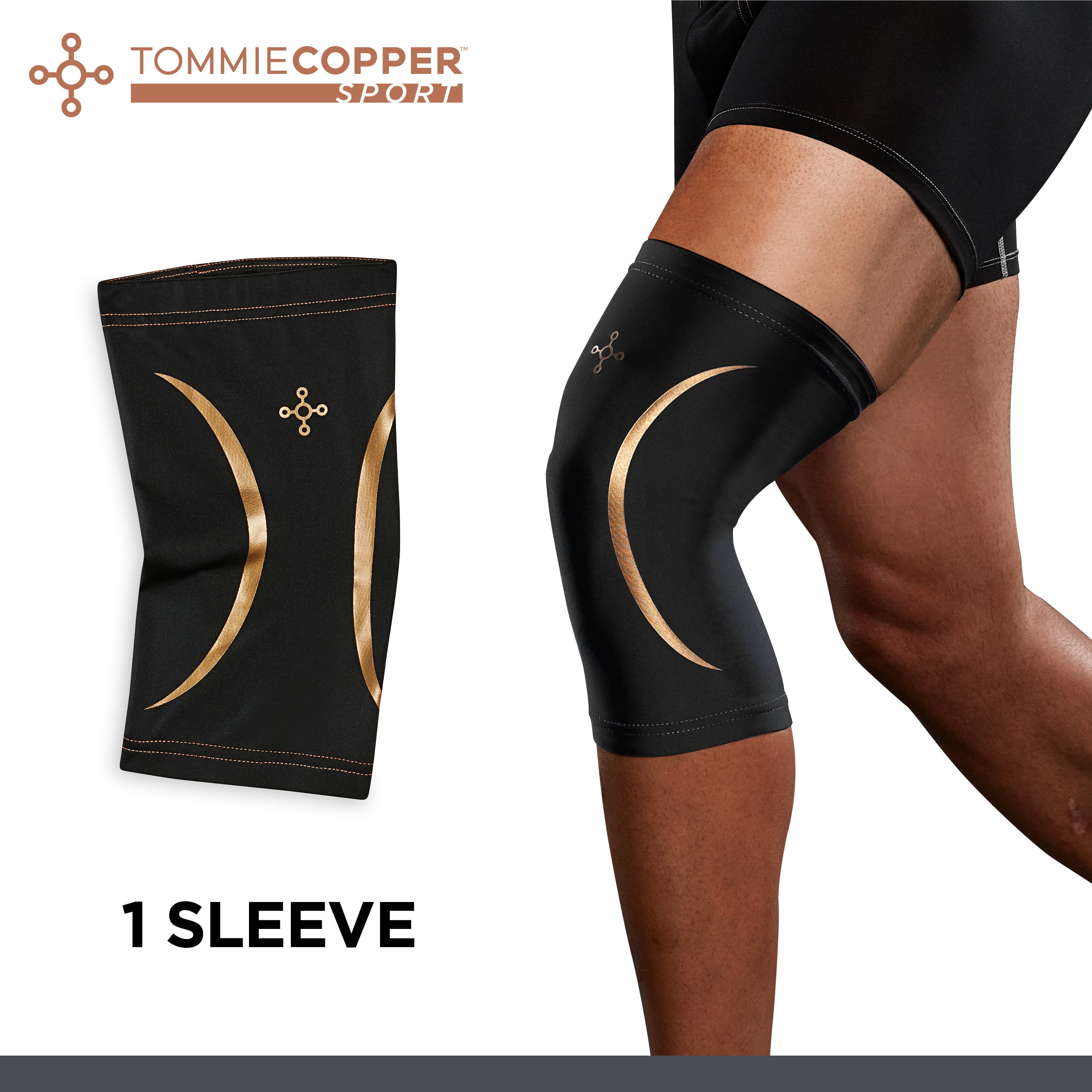 Tommie Copper Sport Compression Knee Sleeve, Black, Large/Extra-Large, 1 Count per Pack