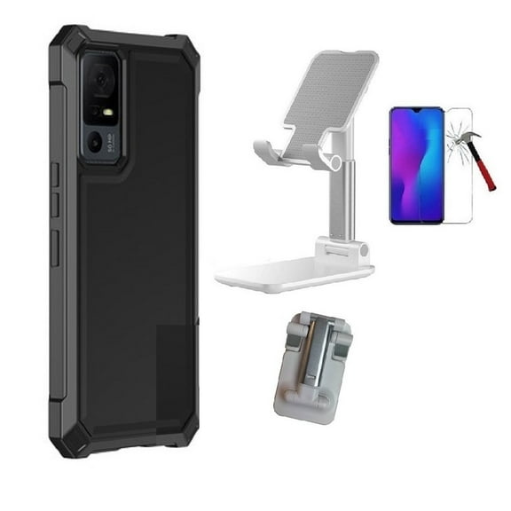 Tommulti Tempered Glass Screen Protector Cell Phone Case for TCL 40 T, Black