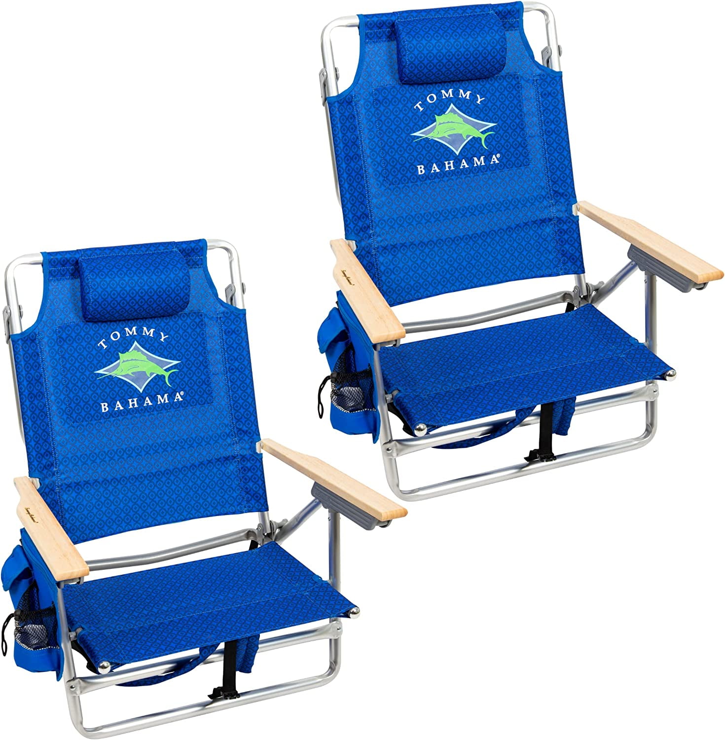 Tommy Bahama 5 Position Backpack Chair, Aluminum, Blue