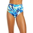 thumbnail image 1 of Tommy Bahama AZURE BLUE Swirl Tide Ruched High Waist Swim Bottom, US Small, 1 of 3