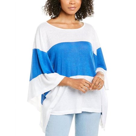 Tommy Bahama Alana Linen-Blend Colorblock Poncho, Turkish Sea, Small