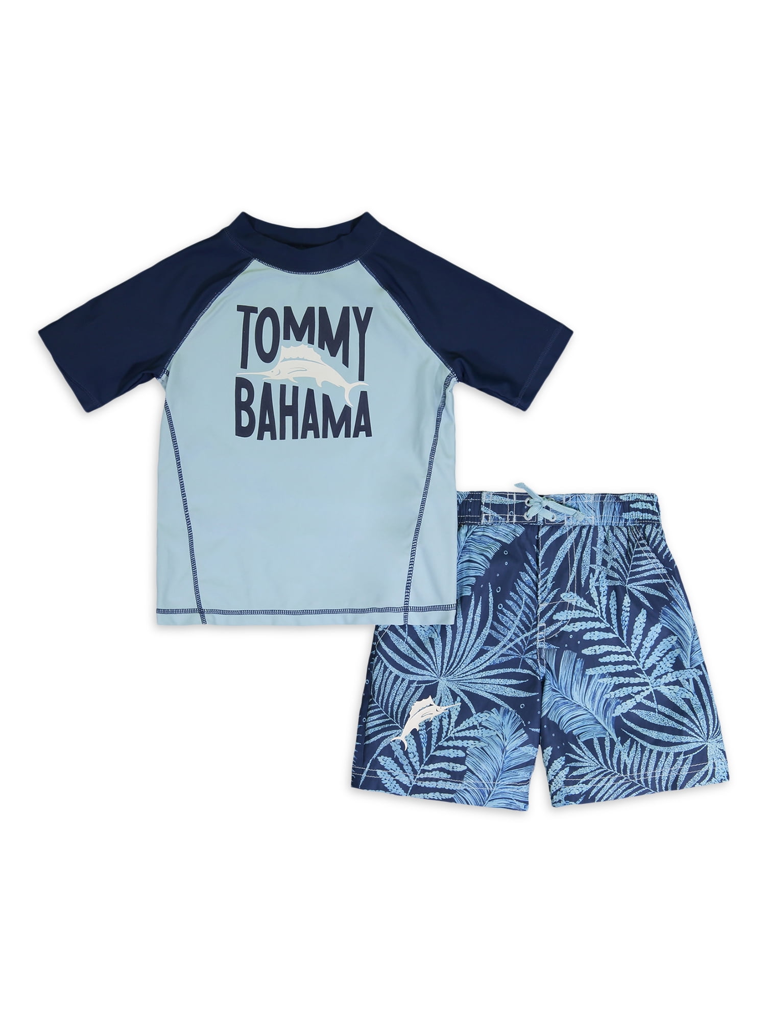 Tommy Bahama Baby Toddler Boy Rash Guard & Palm Swim Trunks, 2pc Set