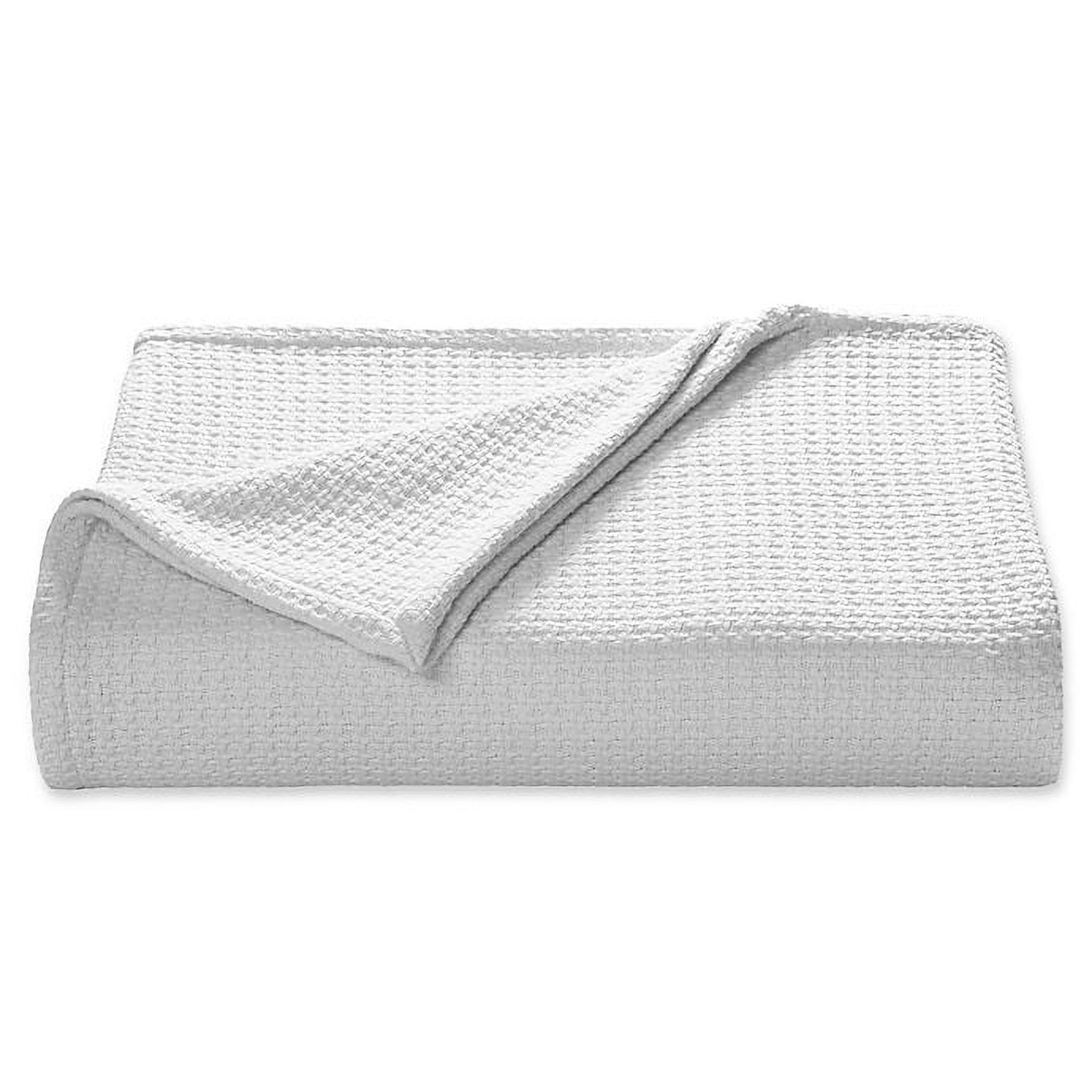Coastal Knit King-Sized White Cotton Blanket - Reversible & Machine Washable
