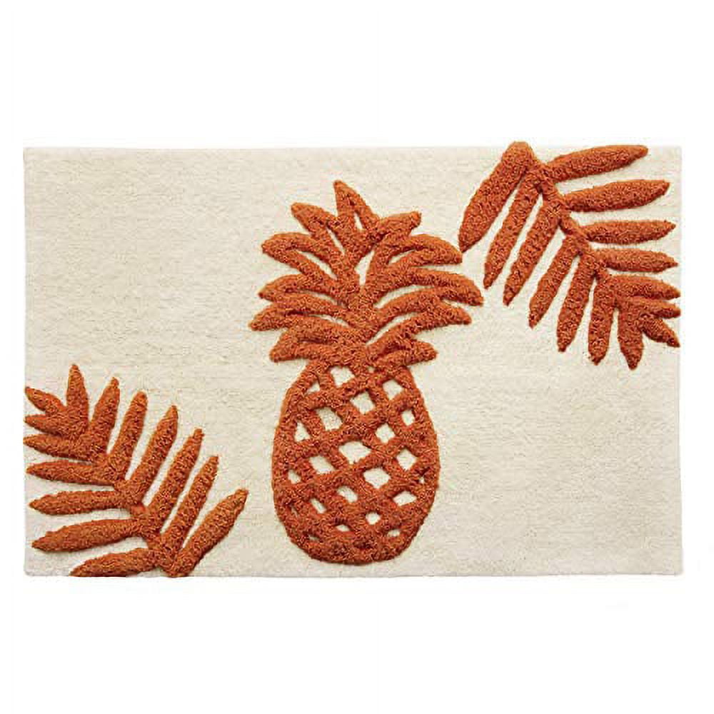 Batik Pineapple Orange Cotton Reversible Bath Rug 20" x 30"