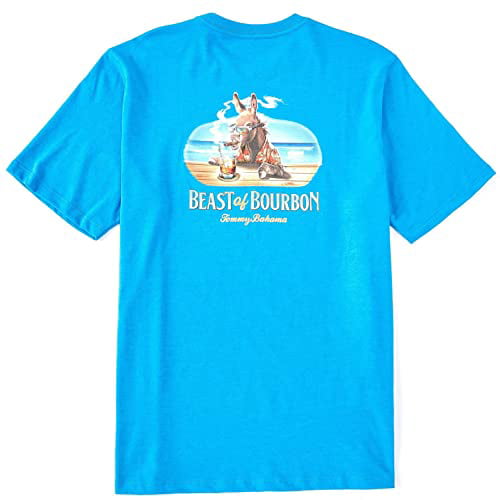 Tommy Bahama Beach Beast of Bourbon Men's Short Sleeve T-Shirt (Small,  Picasso Blue Heather)