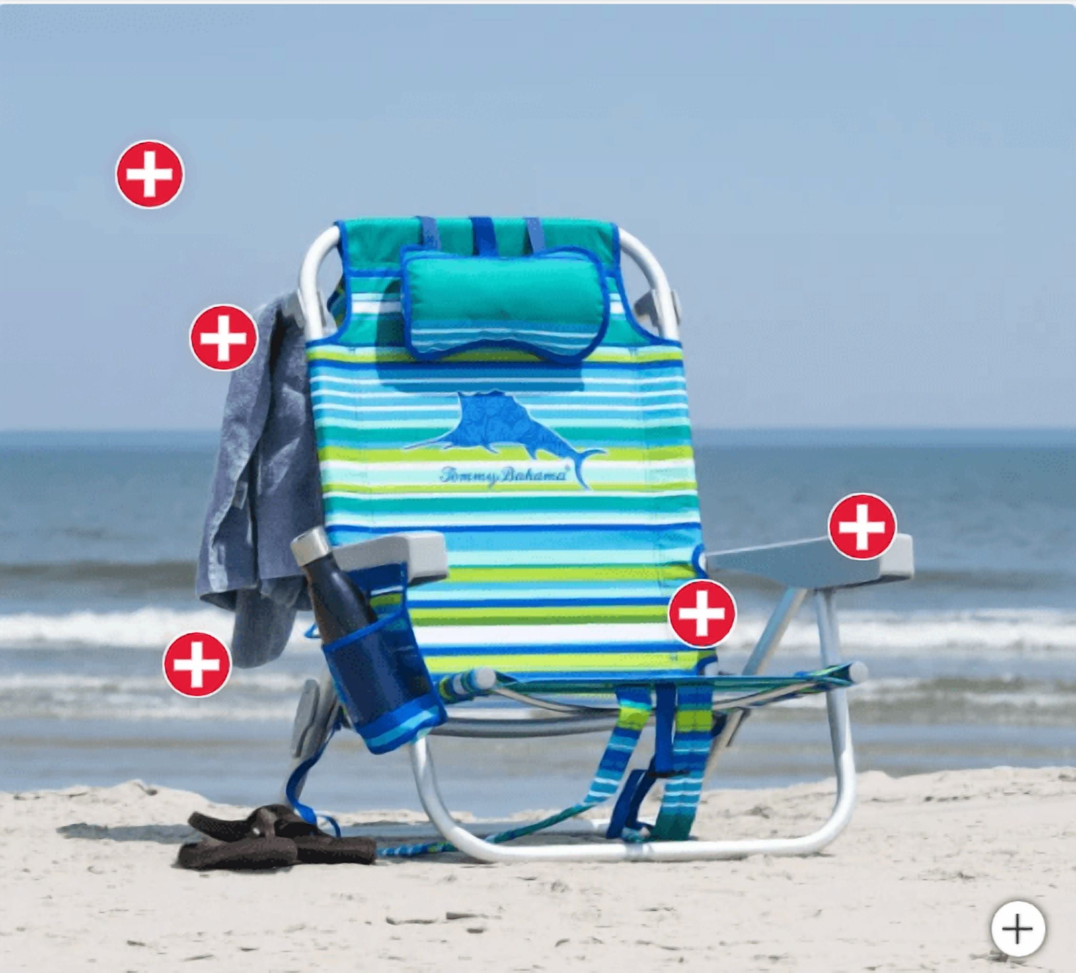 Tommy Bahama Beach Chair 2-pack Aqua Stripes - Walmart.com