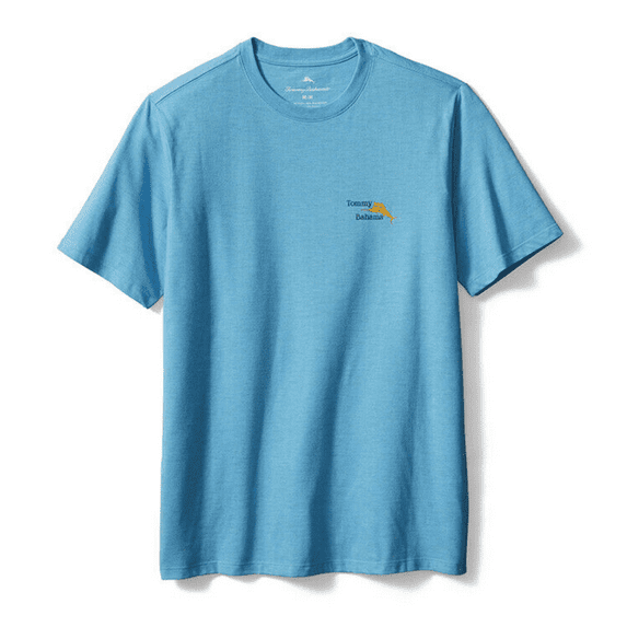 Tommy Bahama Big and Tall Gins Up T-Shirt - Turquoise Haze Heather, Medium