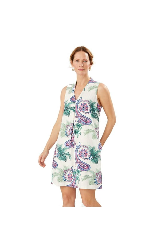 Bombaisley Linen-Blend Shift Dress, Coconut, S