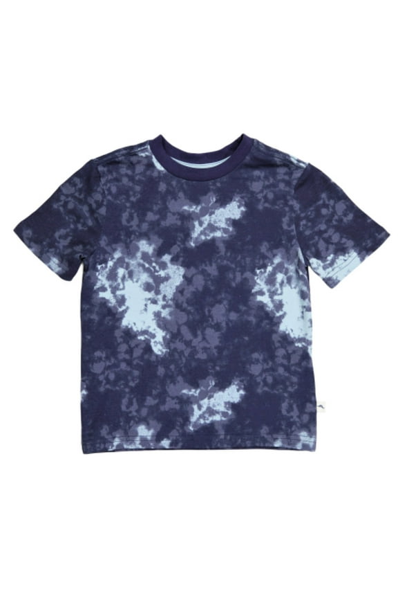 Boy's Tie Dye Print Tee Cotton Blend T-Shirt (Blue, XS)
