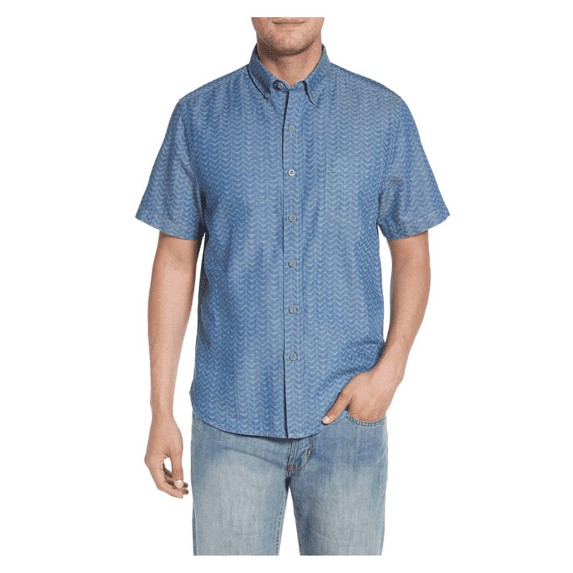Tommy Bahama Chevron Cantina Sport Shirt, Lt Indigo, Size Med