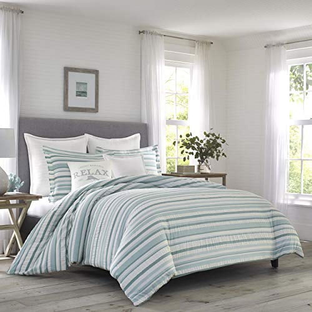 Blue and White Cotton Reversible Full Sham Set