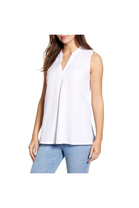 Coastalina Embroidered Tunic, White, Small